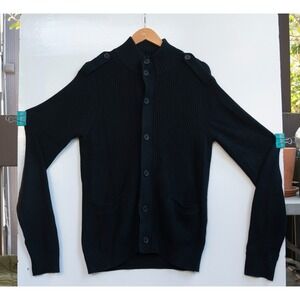 Kenneth Cole New York Cardigan Sweater Black Button‎ Up Men's Size M